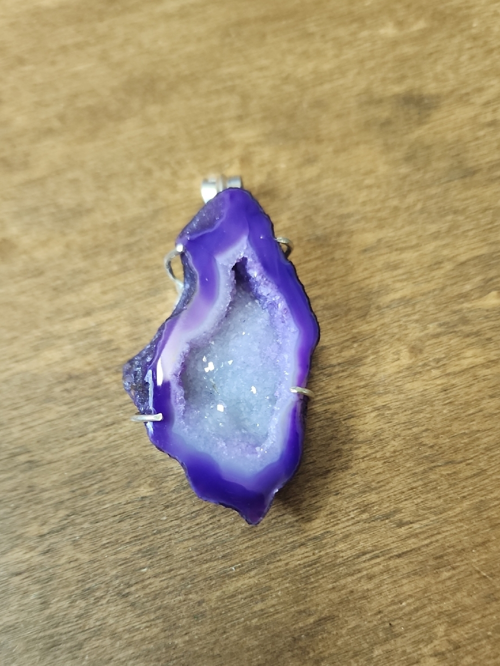 Purple Agate Druzy Pendant Necklace - Women's Jewelry